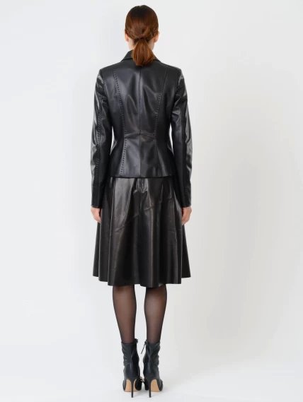 Кожаный женский пиджак 316рс, черный, размер 46, артикул 90961-4
