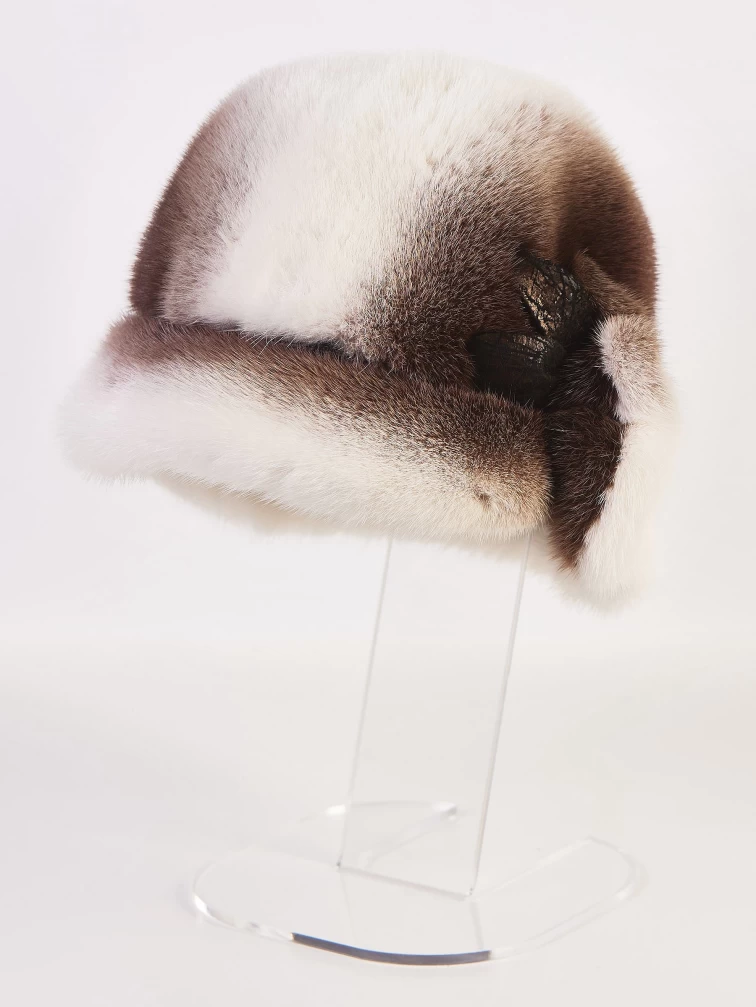 Головной убор из меха норки женский Завиток, белый, размер 58, артикул 51570-0