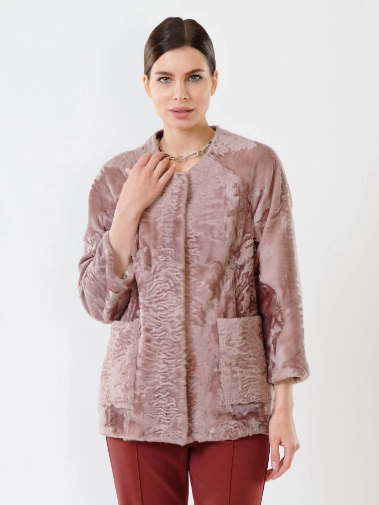 Куртка из каракуля женская 17309, розовая, размер 48, артикул 22530-5