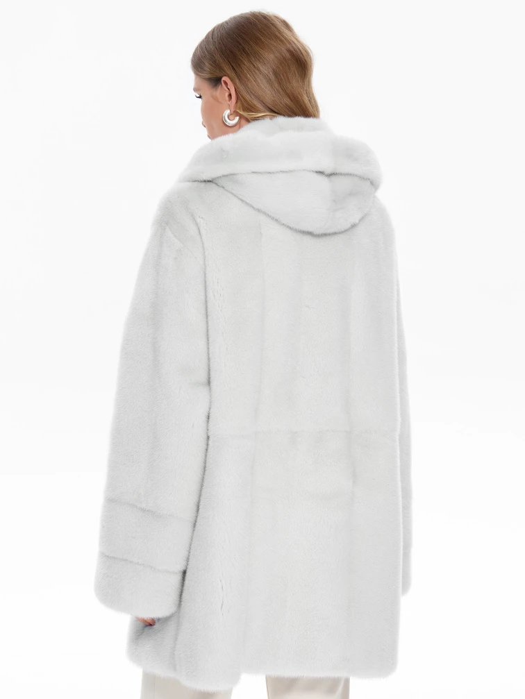Белая норковая шуба с капюшоном Жанет, размер 52, артикул 65480-5