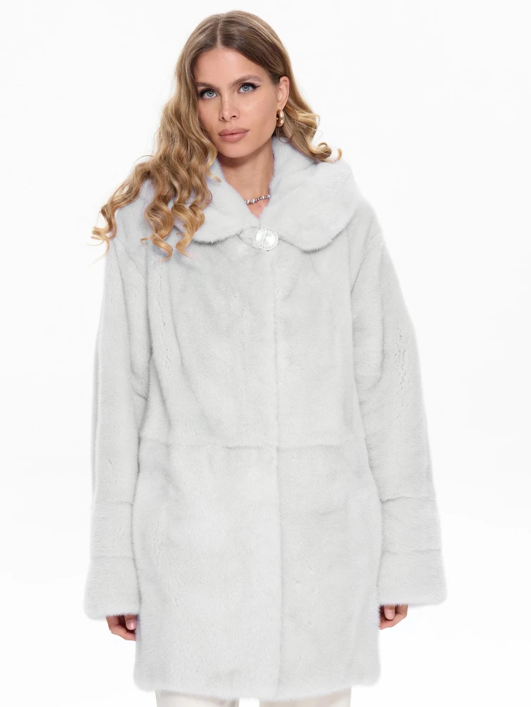 Белая норковая шуба с капюшоном Жанет, размер 52, артикул 65480-4