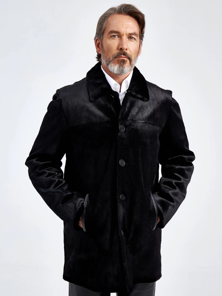 Меховая куртка из меха канадской нерпы мужская VE-7885, черная, размер 48, артикул 40790-0