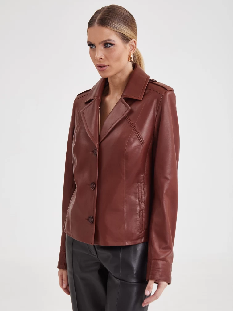 Женская кожаная куртка 304н на пуговицах, виски, размер 50, артикул 23320-1