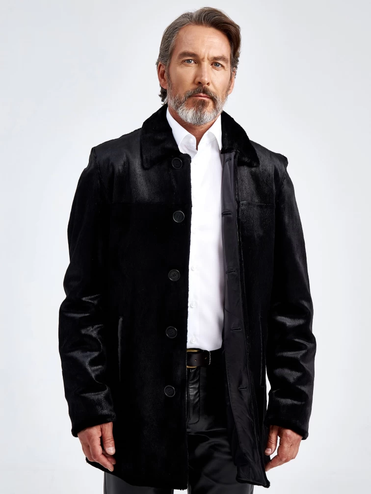 Меховая куртка из меха канадской нерпы мужская VE-7885, черная, размер 48, артикул 40790-3