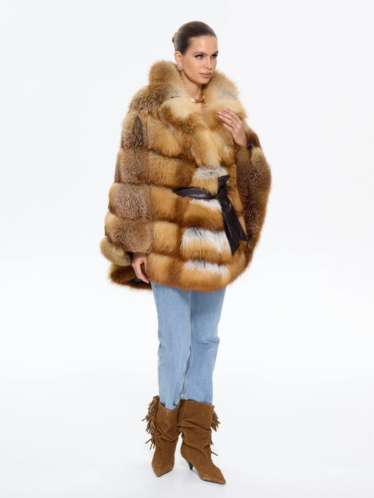 Женская короткая шуба из меха лисы М1010 - 340, рыжая, размер 48, артикул 65310-0