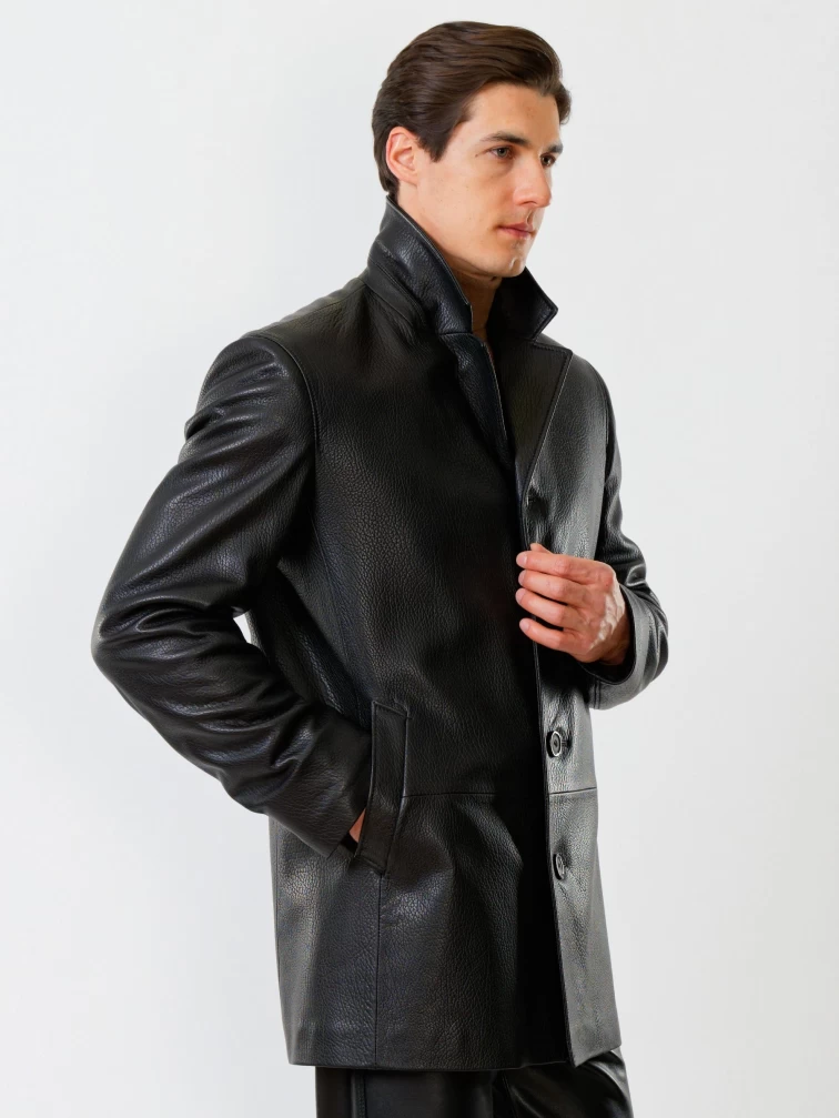 Кожаный пиджак мужской 21/1, черный, размер 50, артикул 27080-6