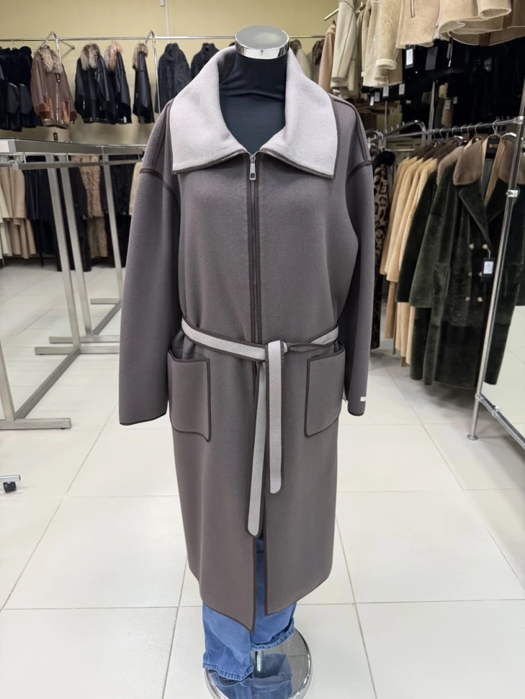 Пальто кашемировое женское темно-коричневое 1058-120, размер 46, артикул 92520-0