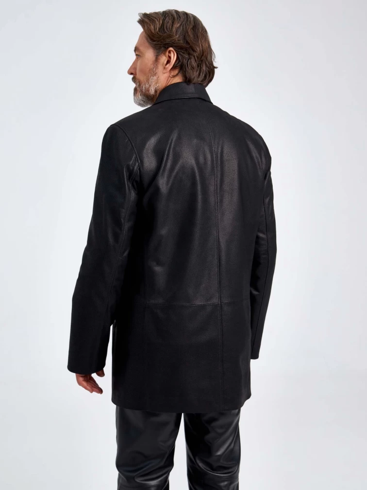 Кожаный пиджак мужской 21/1, черный DS, размер 48, артикул 29040-5