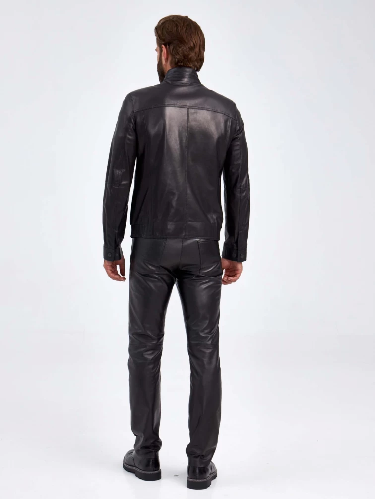 Кожаная куртка мужская 519, короткая, черная, размер 50, артикул 29200-2