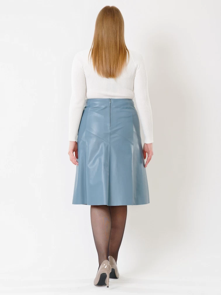 Кожаная юбка 04, из натуральной кожи, голубая размер 48, артикул 85410-1