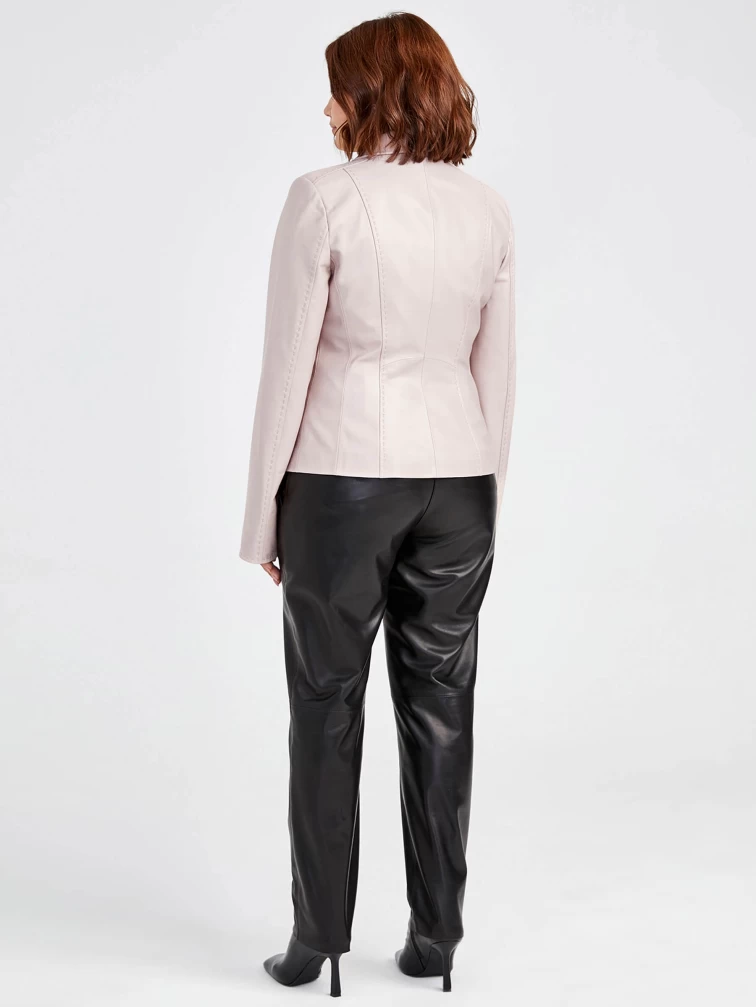 Кожаный женский пиджак 316рс, пудровый, размер 44, артикул 91521-6