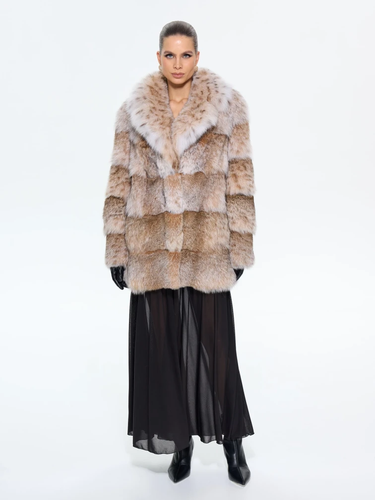 Женская шуба из меха рыси Л850, натуральный, размер 46, артикул 65340-4