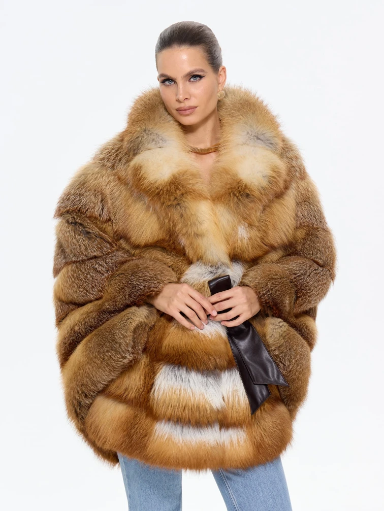 Женская короткая шуба из меха лисы М1010 - 340, рыжая, размер 48, артикул 65310-3