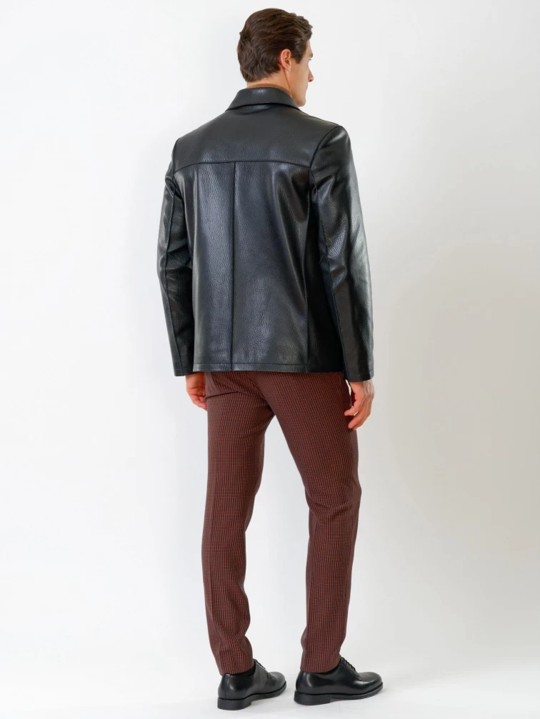 Короткий мужской кожаный пиджак 20с дом, черный, размер 52, артикул 28570-4