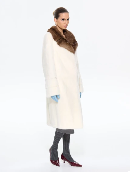 Длинная женская шуба из меха норки Лола, белая, размер 48, артикул 65620-0