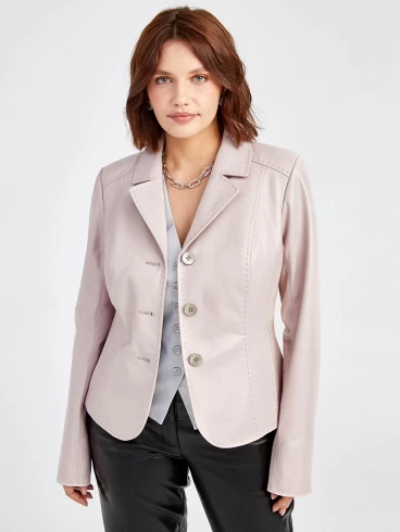 Кожаный женский пиджак 316рс, пудровый, размер 44, артикул 91521-0