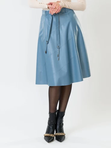Кожаная юбка расклешенная 01рс, из натуральной кожи, голубая, размер 44, артикул 85360-2