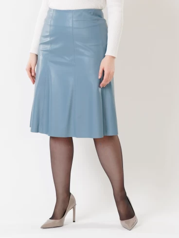 Кожаная юбка 04, из натуральной кожи, голубая размер 48, артикул 85410-3