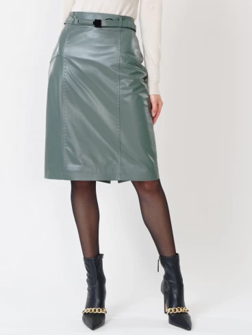 Кожаная юбка-карандаш 02рс, из натуральной кожи, оливковая, размер 44, артикул 85330-5