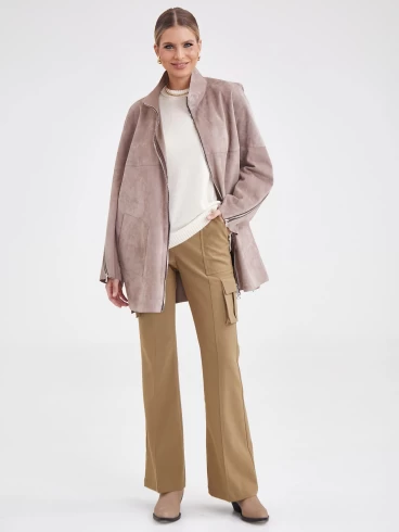 Женская замшевая куртка премиум класса 3037, светло-коричневая, размер 50, артикул 23161-3