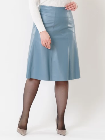 Кожаная юбка 04, из натуральной кожи, голубая размер 48, артикул 85410-2