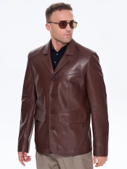 Коричневый мужской кожаный пиджак 530, размер 48, артикул 29770-3