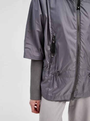 Текстильная утепленная куртка женская 21420, с капюшоном, серая, размер 42, артикул 25120-4
