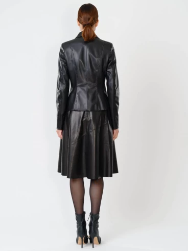 Кожаный женский пиджак 316рс, черный, размер 44, артикул 90961-4