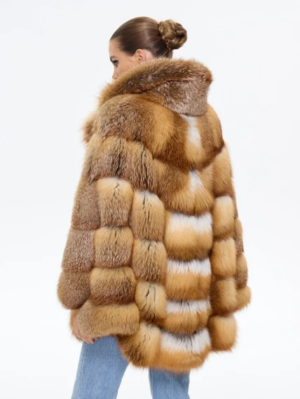 Женская короткая шуба из меха лисы М1010 - 340, рыжая, размер 48, артикул 65310-5