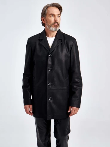 Кожаный пиджак мужской 21/1, черный DS, размер 48, артикул 29041-3