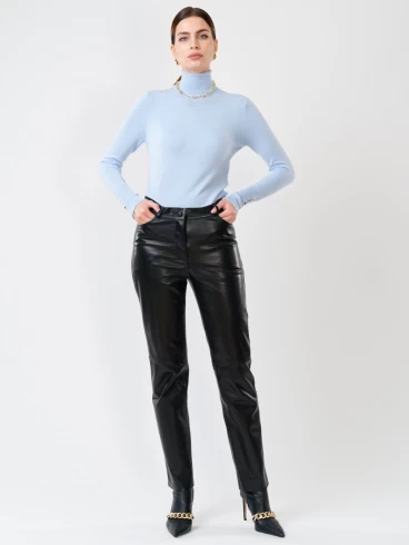 Кожаные зауженные брюки женские 02, из натуральной кожи, черные, размер 44, артикул 85230-0