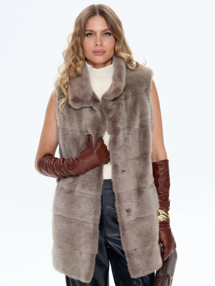 Бежевый норковый жилет 01, размер 44, артикул 65470-6
