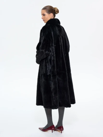 Длинная женская шуба из меха норки М-102- 317, черная, размер 60, артикул 65410-5
