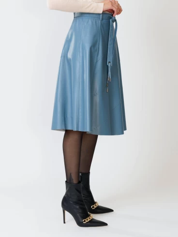Кожаная юбка расклешенная 01рс, из натуральной кожи, голубая, размер 44, артикул 85360-3