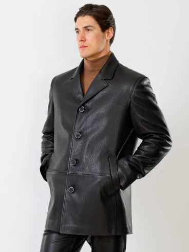Кожаный пиджак мужской 21/1, черный, размер 50, артикул 27080-5