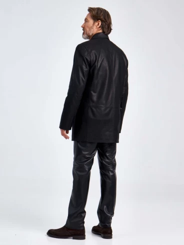 Кожаный пиджак мужской 21/1, черный DS, размер 48, артикул 29041-2