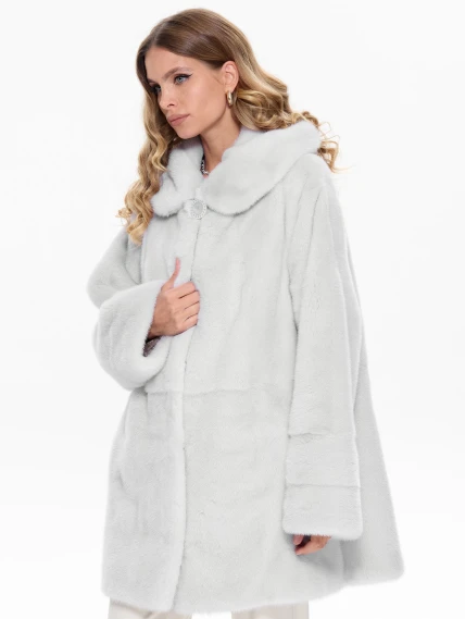 Белая норковая шуба с капюшоном Жанет, размер 52, артикул 65480-3
