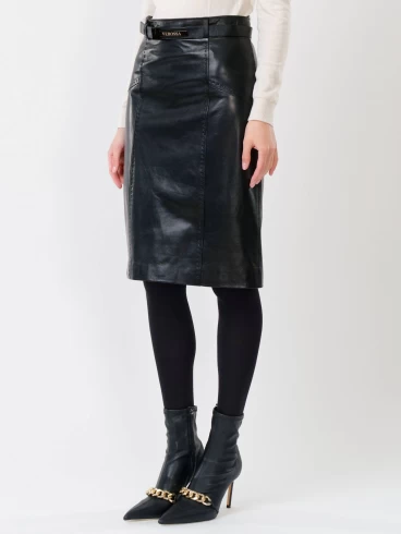 Кожаная юбка карандаш из натуральной кожи 02рс, черная, размер 46, артикул 85280-4