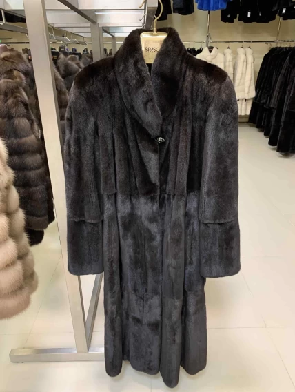 Шуба из меха норки MAKIS ROUSSOULIS METALICA, черная, размер 44, артикул 34500-0