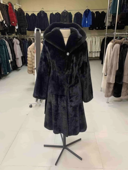 Длинная женская норковая шуба MANZARI М069, черная, размер 40, артикул 34250-0