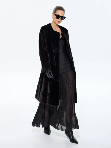 Норковая женская шуба BRASCHI NJ 13/C13, черная, размер 44, артикул 34380-4