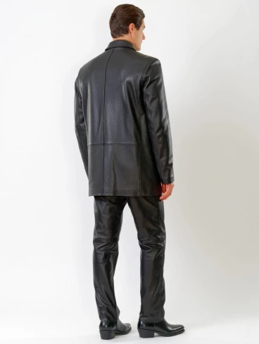 Кожаный пиджак мужской 21/1, черный, размер 50, артикул 27080-4