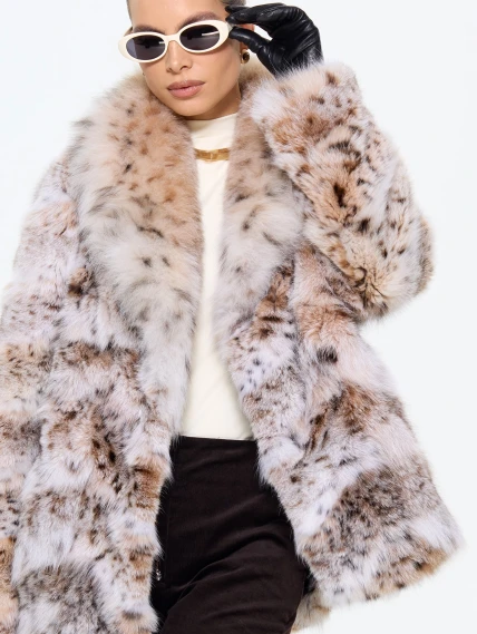 Женская шуба из меха рыси М850, натуральный, размер 48, артикул 65330-4