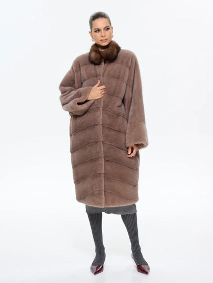 Норковая длинная женская шуба Анастасия, коричневая, размер 44, артикул 65640-6