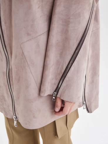 Женская замшевая куртка премиум класса 3037, светло-коричневая, размер 50, артикул 23161-2