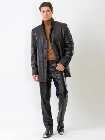 Кожаный пиджак мужской 21/1, черный, размер 50, артикул 27080-3