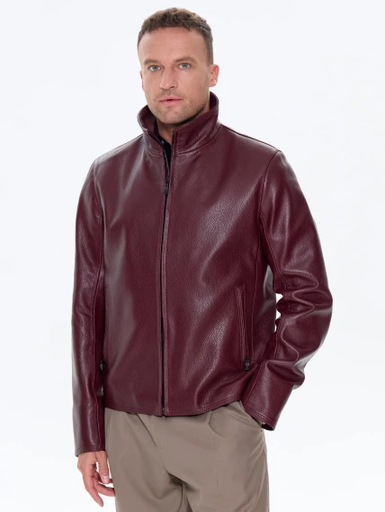 Бордовая мужская кожаная куртка 2010-9, размер 48, артикул 29780-4