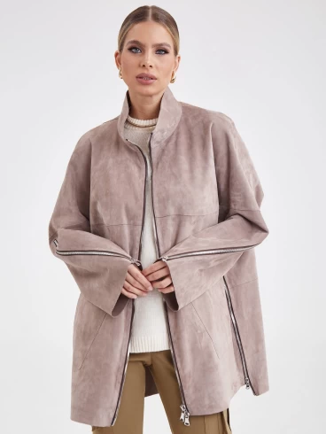 Женская замшевая куртка премиум класса 3037, светло-коричневая, размер 50, артикул 23161-4