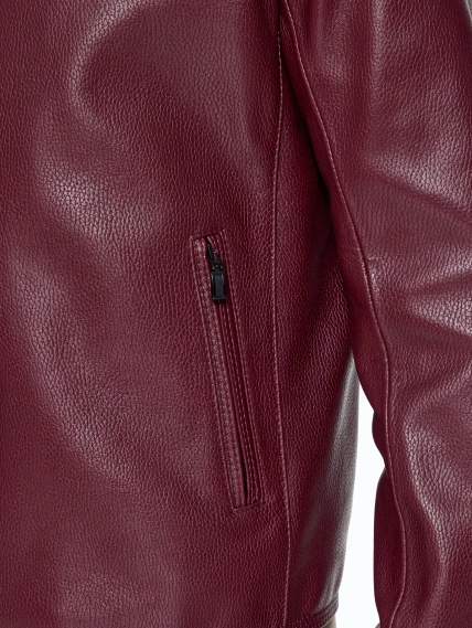 Бордовая мужская кожаная куртка 2010-9, размер 48, артикул 29780-2