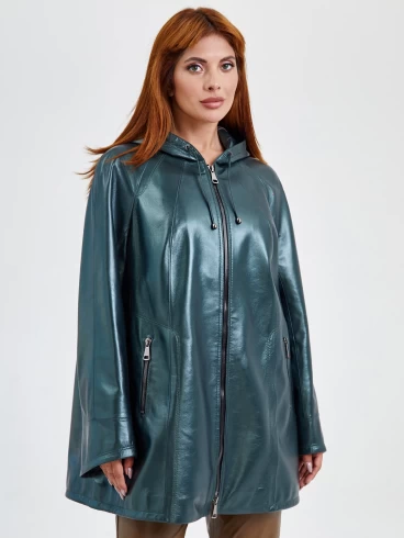 Кожаный комплект женский: Куртка 383 + Брюки 03, зеленый/коричневый, размер 48, артикул 111173-5